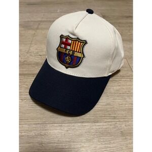 FC Barcelona Barca Snapback Hat Mens Off White Navy Blue Soccer Cap RN150123